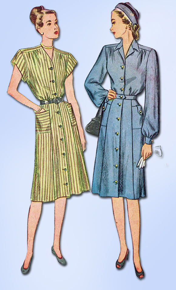1940s Original Vintage Simplicity Pattern 1720 Easy Uncut Plus Size Dress 41 B