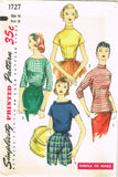 1950s Vintage Simplicity Sewing Pattern 1727 Uncut Misses Kimono Blouse Size 36B