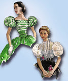 1950s Vintage Simplicity Sewing Pattern 1728 Misses Puff Sleeve Blouse Size 34 B
