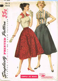 1950s Vintage Simplicity Sewing Pattern 1736 Easy Uncut Misses Skirt & Blouse 33