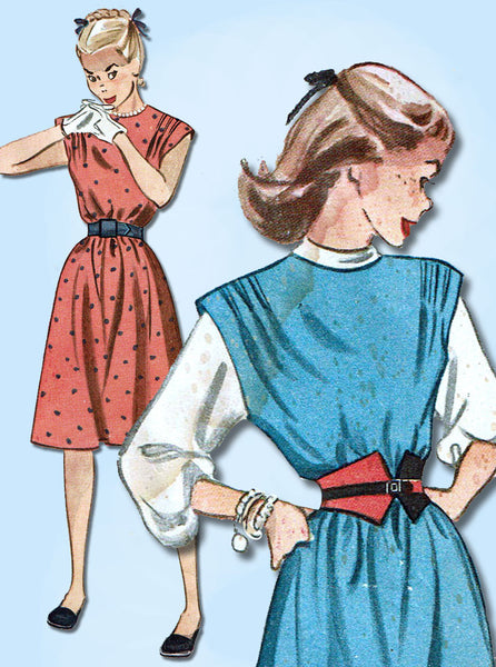 1940s Vintage Simplicity Sewing Pattern 1736 Easy Misses Dress or Jumper Sz 32 B
