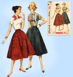 1950s Vintage Simplicity Sewing Pattern 1736 Simple Skirt and Blouse Size 12 32B