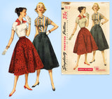1950s Vintage Simplicity Sewing Pattern 1736 Simple Skirt and Blouse Size 12 32B