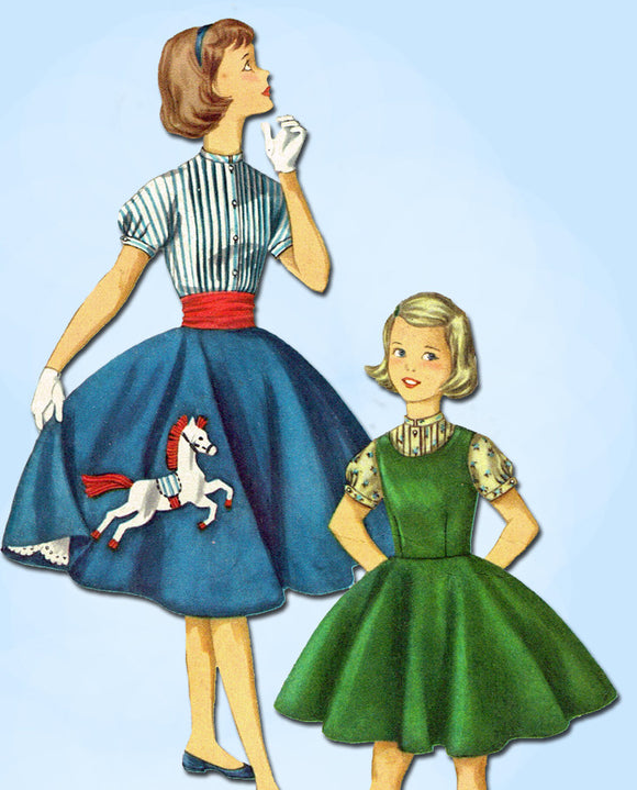 1950s Vintage Simplicity Sewing Pattern 1741 Little Girls Poodle Skirt Size 10