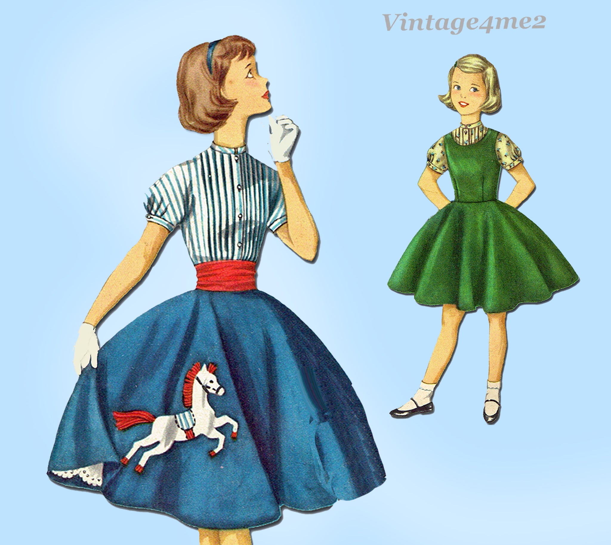 1950s Vintage Simplicity Sewing Pattern 1741 Cute Girls Poodle Skirt   Vintage4me2