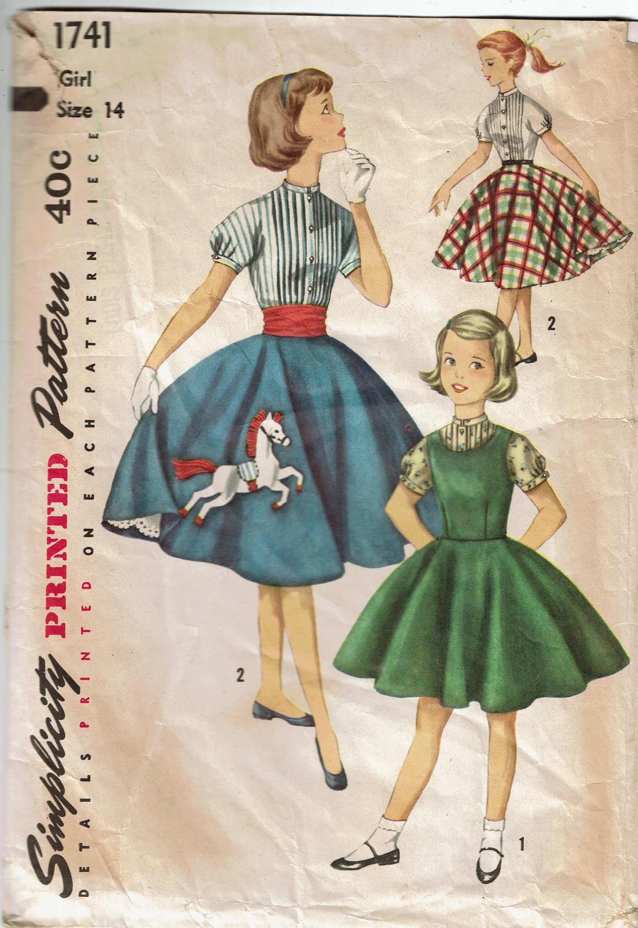 1950s Vintage Simplicity Sewing Pattern 1741 Cute Girls