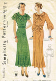 1930s Vintage Simplicity Sewing Pattern 1745 Misses Afternoon Dress Size 34 Bust