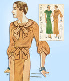 1930s Vintage Simplicity Sewing Pattern 1745 Misses Afternoon Dress Size 34 Bust