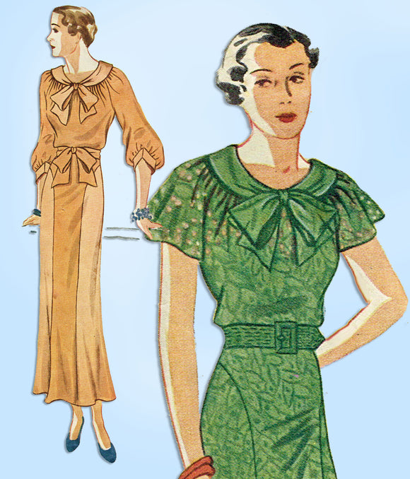 1930s Vintage Simplicity Sewing Pattern 1745 Misses Afternoon Dress Size 34 Bust
