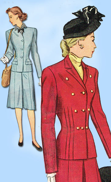 1940s Vintage Simplicity Sewing Pattern 1745 Uncut Misses WWII Suit Size 12 30B