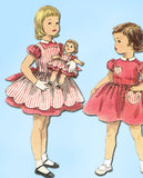 1950s VTG Simplicity Sewing Pattern 1745 Toddler Girls Dress Matching Doll Sz 3