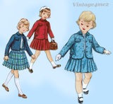 1950s Vintage Simplicity Sewing Pattern 1747 Uncut Toddler Girls Suit Sz 6