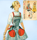 1950s Vintage Simplicity Sewing Pattern 1756 Cute Strawberry Apron Fits All