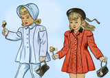 Simplicity 1761: 1940s Uncut Toddler Girls Coat & Hat Sz6 Vintage Sewing Pattern