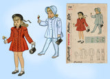 Simplicity 1761: 1940s Uncut Toddler Girls Coat & Hat Sz6 Vintage Sewing Pattern