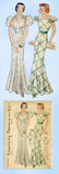 1930s Original Vintage Simplicity Pattern 1771 Gorgeous Misses Evening Gown 35 B