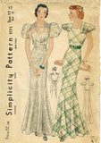1930s Original Vintage Simplicity Pattern 1771 Gorgeous Misses Evening Gown 35 B