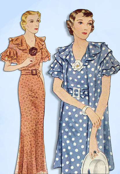 1930s Original Vintage Simplicity Pattern 1778 Misses Tea Dress & Jacket Sz 38 B