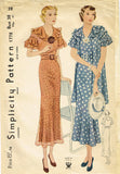 1930s Original Vintage Simplicity Pattern 1778 Misses Tea Dress & Jacket Sz 38 B