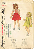 1940s Vintage Simplicity Sewing Pattern 1785 Uncut Toddler Girls Dress Size 6 - Vintage4me2