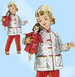 1950s Vintage Simplicity Sewing Pattern 1785 Uncut Girls Pjs & Doll Pjs Size 4
