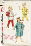 1950s Vintage Simplicity Sewing Pattern 1785 Uncut Girls Pjs & Doll Pjs Size 4