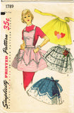 1950s Vintage Simplicity Sewing Pattern 1789 Misses Set of Aprons Fits All