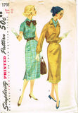 1950s Vintage Simplicity Sewing Pattern 1791 Uncut Misses Day Dress Size 12 32B
