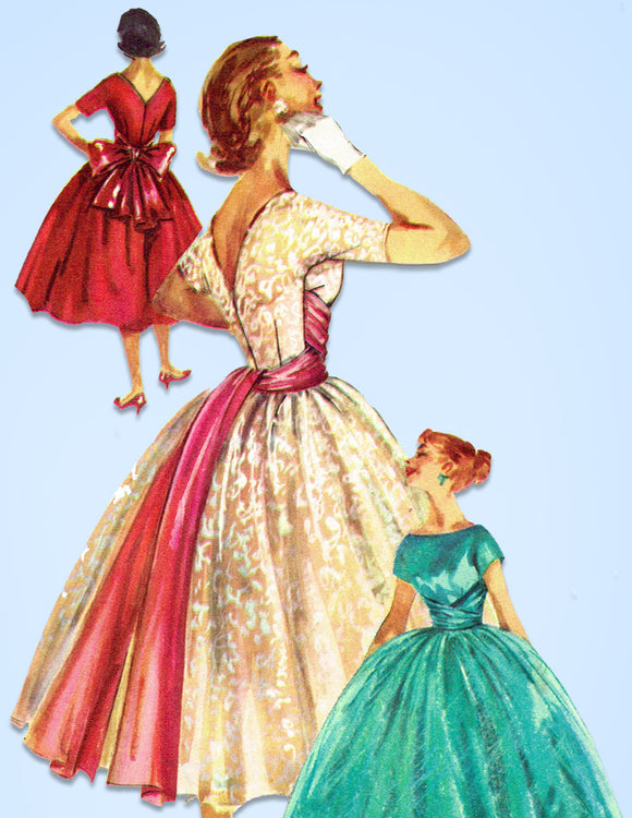 1950s Vintage Simplicity Sewing Pattern 1795 Misses Prom or Party Dress Size 34B