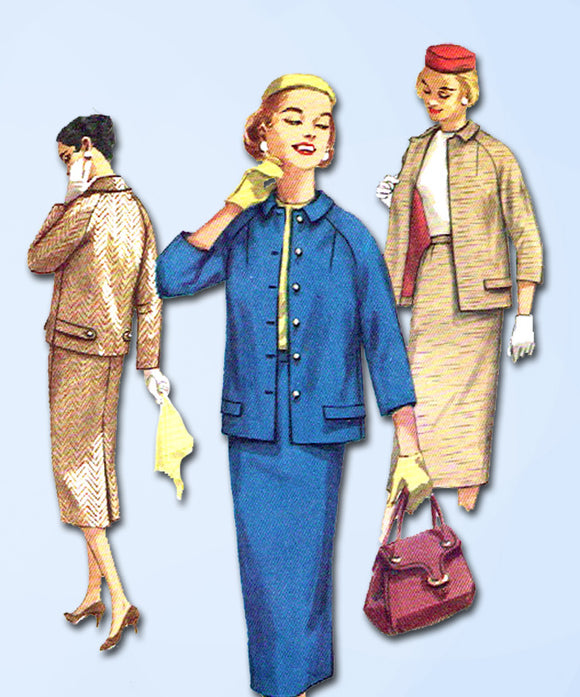 1950s Vintage Simplicity Sewing Pattern 1798 Misses Two Piece Suit Siz ...