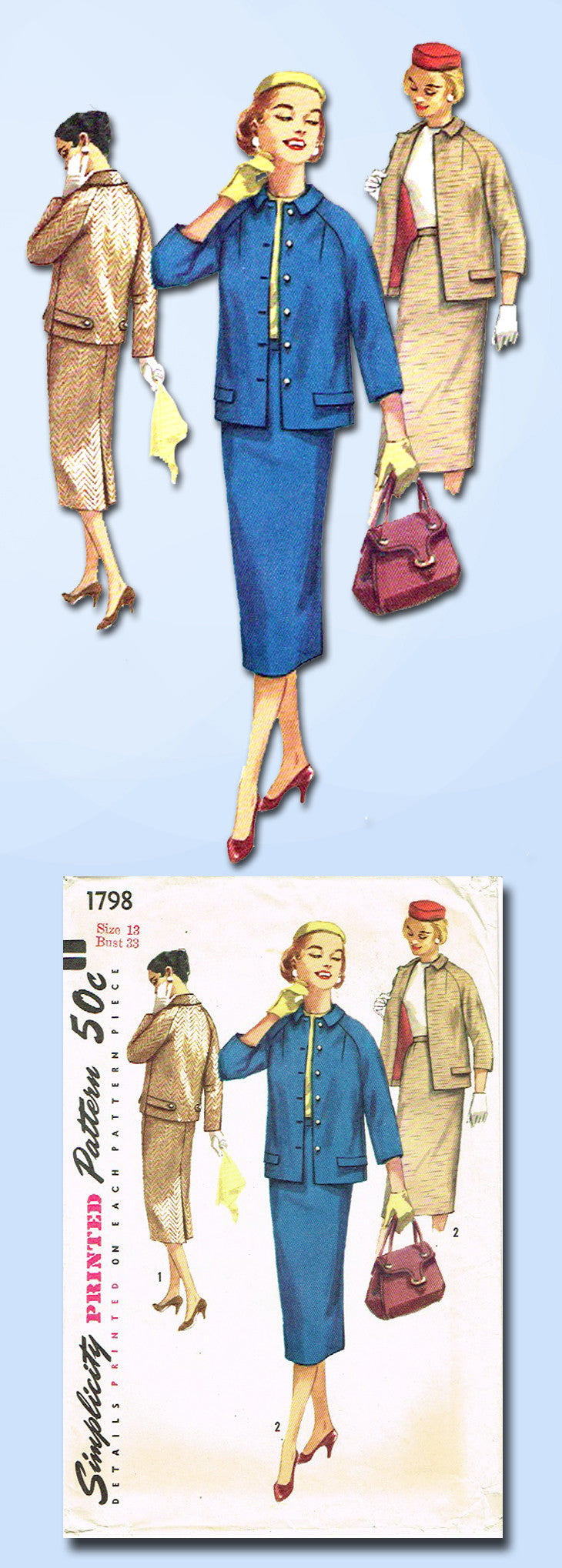 Simplicity 2150 Teen Suit Jacket Skirt Vintage Sewing Pattern 1940s|  VintageStitching - Vintage Sewing Patterns