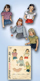 1940s Vintage Simplicity Sewing Pattern 1801 FF Toddler Girls Smocked Blouse Sz2