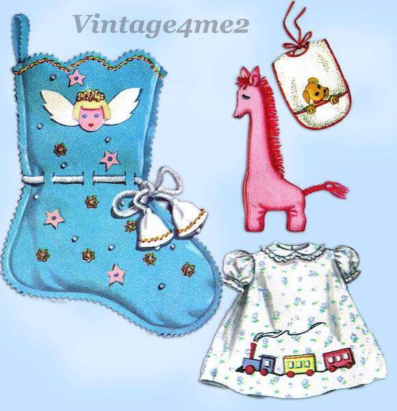 1950s Vintage Simplicity Sewing Pattern 1804 Cute Set of Baby Clothes & Gifts Sz 1