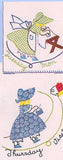 1940s Simplicity DOW Sunbonnet Gal Embroidery Transfer Tea Towels 1808 ORIG - Vintage4me2