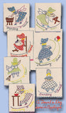 1940s Simplicity DOW Sunbonnet Gal Embroidery Transfer Tea Towels 1808 ORIG - Vintage4me2