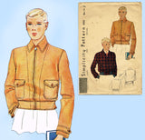 Simplicity 1820: 1930s Uncut Men's Lumber Jacket Sz 34 C Vintage Sewing Pattern