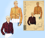 Simplicity 1820: 1930s Uncut Men's Lumber Jacket Sz 34 C Vintage Sewing Pattern