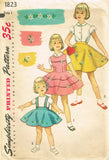 Simplicity 1823: 1950s Cute Baby Girls Skirt or Jumper Sz 1 Vintage Sewing Pattern