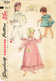 1950s Vintage Simplicity Sewing Pattern 1824 Toddler Girls Angel Nightgown Sz 4