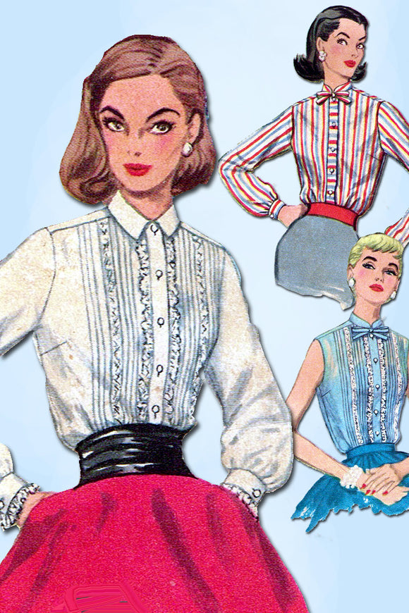 1950s Vintage Simplicity Sewing Pattern 1837 Uncut Misses Blouse Set Size 14 34B