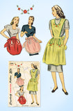 1940s Vintage Simplicity Sewing Pattern 1838 Charming Misses Apron Set Size Med