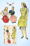 1940s Vintage Simplicity Sewing Pattern 1838 Charming Misses Apron Set Size Med
