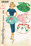 1950s Vintage Simplicity Sewing Pattern 1846 Cute Misses Holiday Party Apron