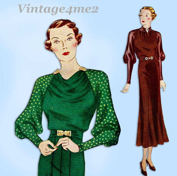 Simplicity 1850: 1930s Rare Misses Dinner Dress Sz 38 B Vintage Sewing Pattern