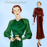 Simplicity 1850: 1930s Rare Misses Dinner Dress Sz 38 B Vintage Sewing Pattern