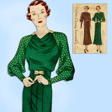 Simplicity 1850: 1930s Rare Misses Dinner Dress Sz 38 B Vintage Sewing Pattern