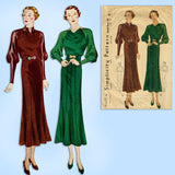 Simplicity 1850: 1930s Rare Misses Dinner Dress Sz 38 B Vintage Sewing Pattern