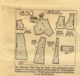 Simplicity 1850: 1930s Rare Misses Dinner Dress Sz 38 B Vintage Sewing Pattern
