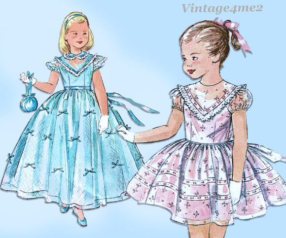 Simplicity 1862: 1950s Uncut Toddler Girls Gown Size 4 Vintage Sewing Pattern