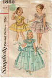 Simplicity 1862: 1950s Uncut Baby Girls Dress Size 3 Vintage Sewing Pattern